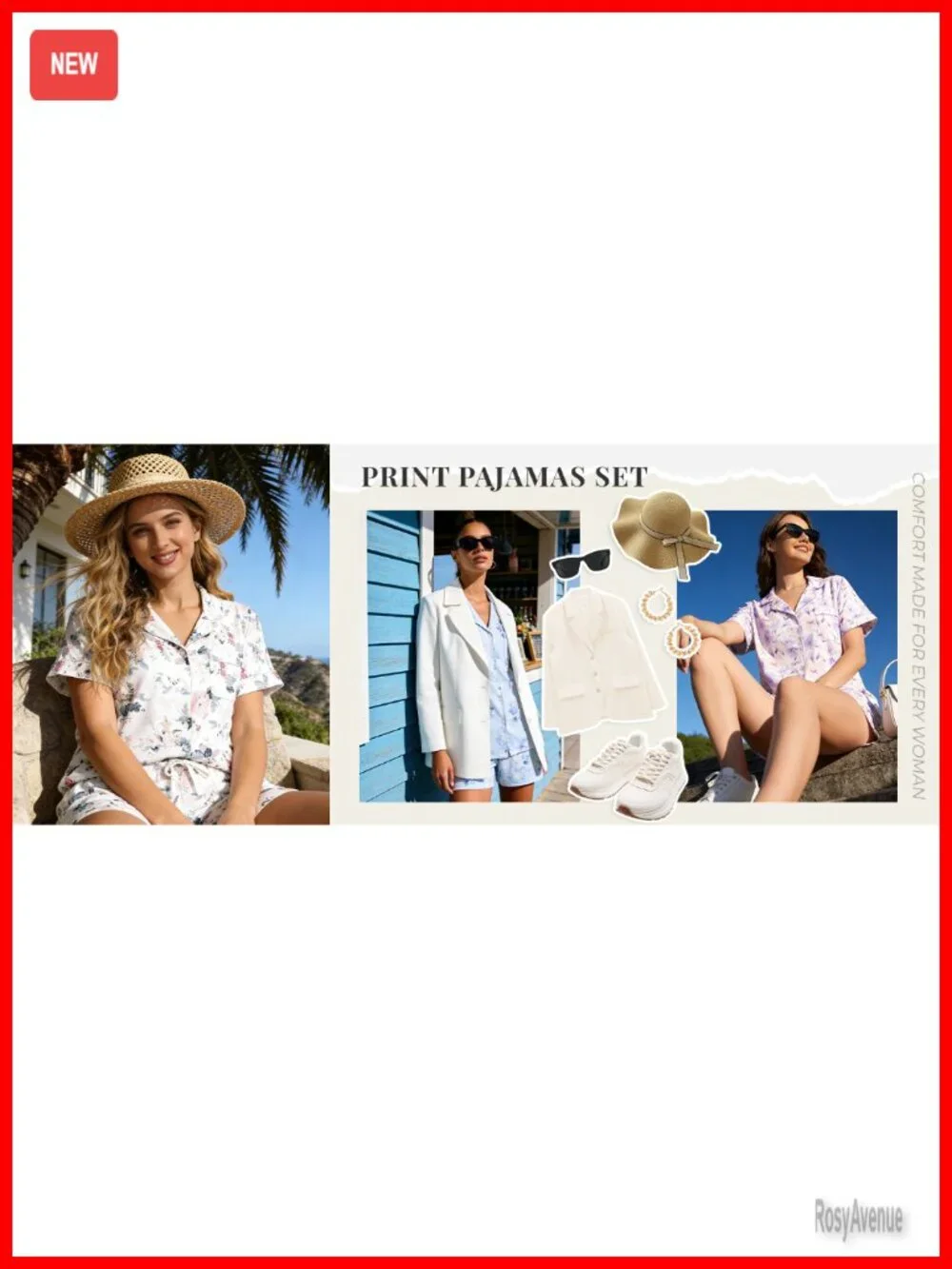 Women's Pajama Set Soft Lightweight Short Sleeve Button Down Adjustable Waist